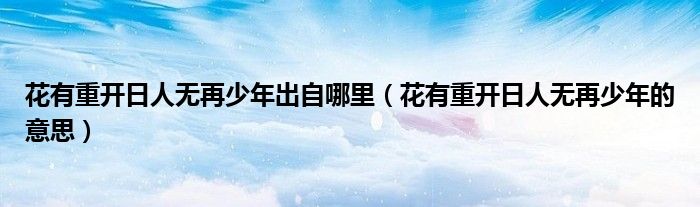 花有重开日人无再少年出自哪里(花有重开日人无再少年的意思)