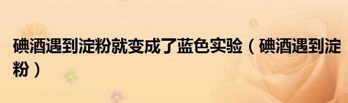 碘酒遇到淀粉就变成了蓝色实验(碘酒遇到淀粉)