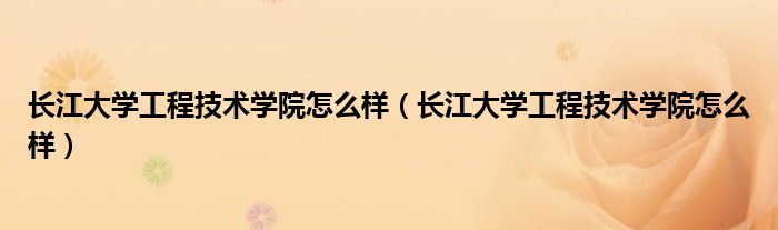 长江大学工程技术学院怎么样(长江大学工程技术学院怎么样)