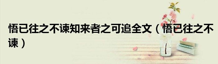 悟已往之不谏知来者之可追全文(悟已往之不谏)