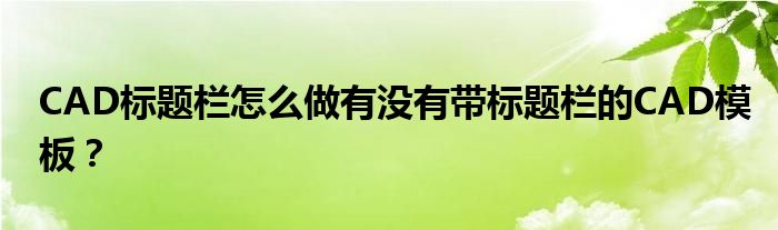 CAD标题栏怎么做有没有带标题栏的CAD模板?
