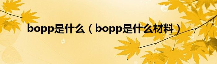 bopp是什么(bopp是什么材料)