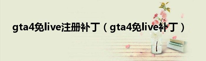 gta4免live注册补丁(gta4免live补丁)