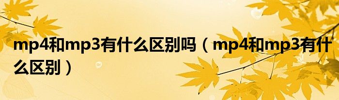mp4和mp3有什么区别吗(mp4和mp3有什么区别)