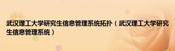 武汉理工大学研究生信息管理系统拓扑(武汉理工大学研究生信息管理系统)