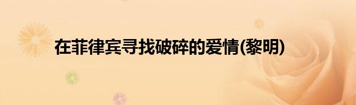 在菲律宾寻找破碎的爱情(黎明)
