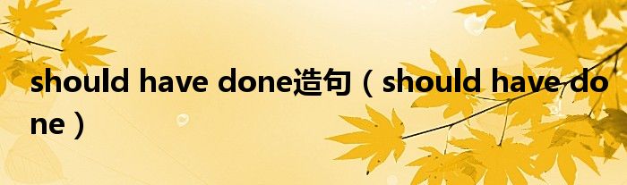 should have done造句(should have done)
