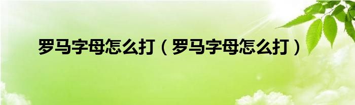 罗马字母怎么打(罗马字母怎么打)