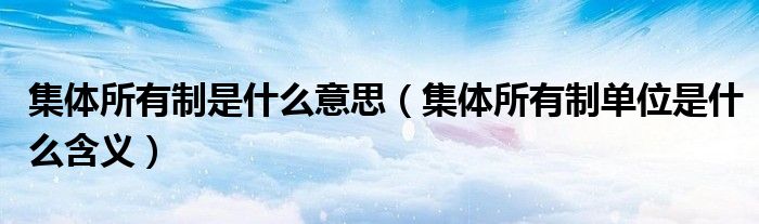 集体所有制是什么意思(集体所有制单位是什么含义)