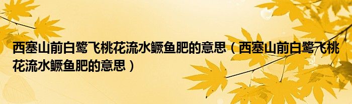 西塞山前白鹭飞桃花流水鳜鱼肥的意思(西塞山前白鹭飞桃花流水鳜鱼肥的意思)