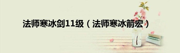 法师寒冰剑11级(法师寒冰箭宏)