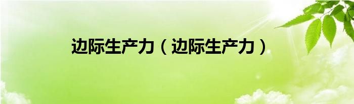 边际生产力（边际生产力）