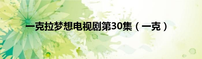 一克拉梦想电视剧第30集(一克)