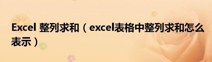 Excel 整列求和(excel表格中整列求和怎么表示)