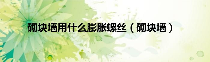砌块墙用什么膨胀螺丝(砌块墙)
