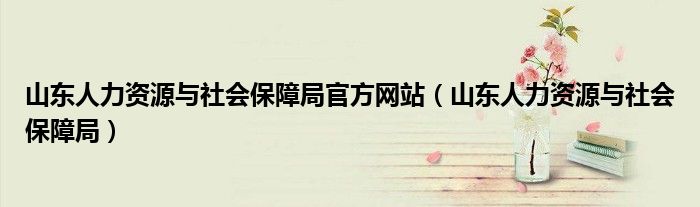 山东人力资源与社会保障局官方网站(山东人力资源与社会保障局)