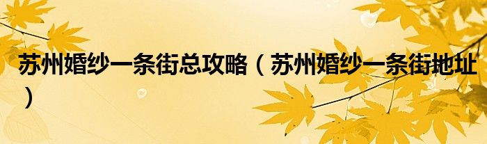 苏州婚纱一条街总攻略(苏州婚纱一条街地址)