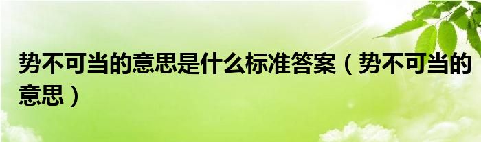 势不可当的意思是什么标准答案(势不可当的意思)