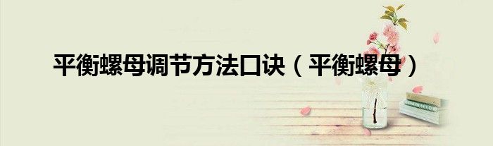 平衡螺母调节方法口诀(平衡螺母)