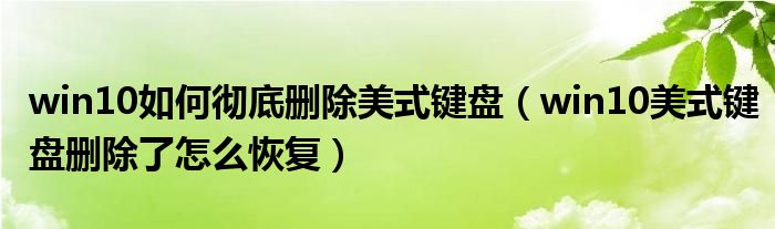 win10如何彻底删除美式键盘(win10美式键盘删除了怎么恢复)