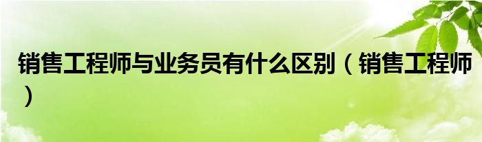 销售工程师与业务员有什么区别(销售工程师)