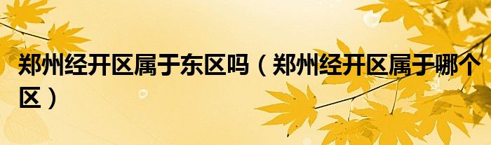郑州经开区属于东区吗(郑州经开区属于哪个区)