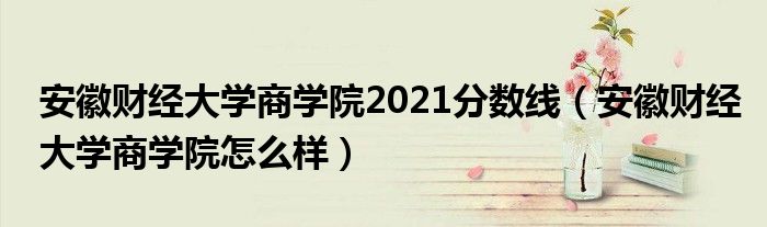 安徽财经大学商学院2021分数线(安徽财经大学商学院怎么样)