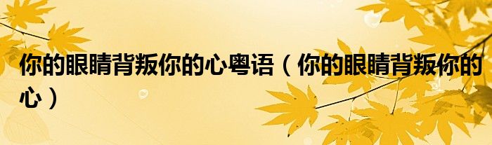 你的眼睛背叛你的心粤语(你的眼睛背叛你的心)