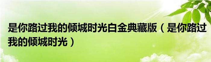 是你路过我的倾城时光白金典藏版(是你路过我的倾城时光)