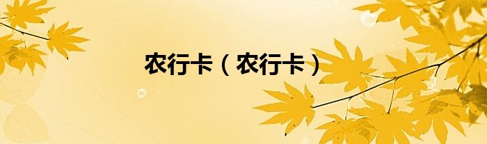 农行卡（农行卡）