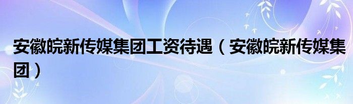 安徽皖新传媒集团工资待遇(安徽皖新传媒集团)