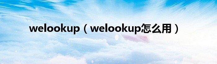 welookup(welookup怎么用)