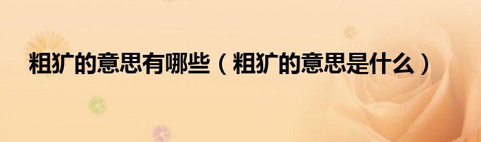 粗犷的意思有哪些(粗犷的意思是什么)