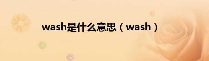 wash是什么意思(wash)