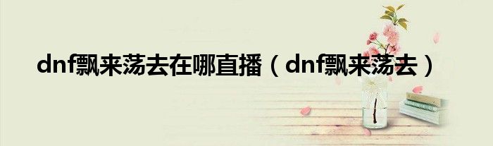 dnf飘来荡去在哪直播(dnf飘来荡去)