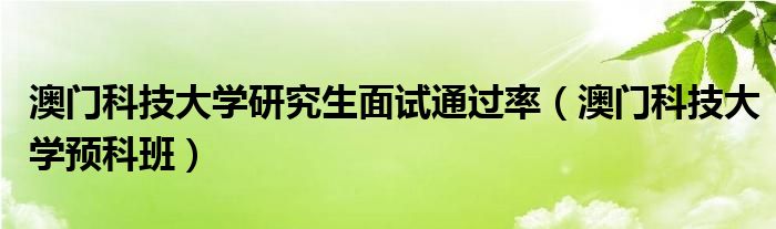 澳门科技大学研究生面试通过率(澳门科技大学预科班)