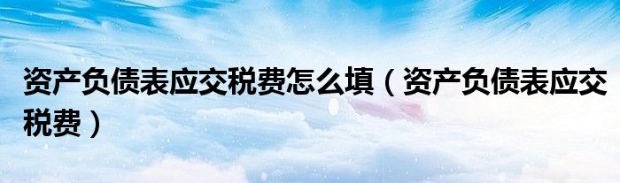 资产负债表应交税费怎么填(资产负债表应交税费)