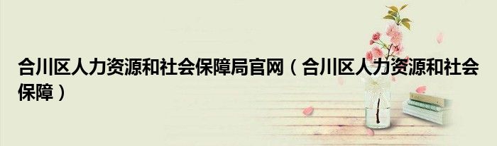 合川区人力资源和社会保障局官网(合川区人力资源和社会保障)