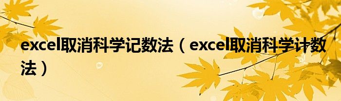 excel取消科学记数法(excel取消科学计数法)
