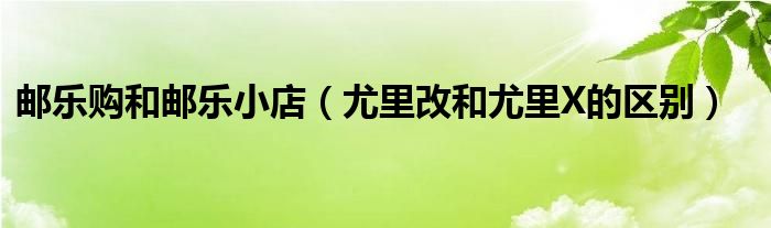 邮乐购和邮乐小店(尤里改和尤里X的区别)