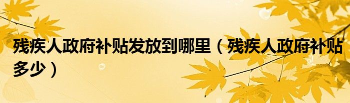 残疾人政府补贴发放到哪里(残疾人政府补贴多少)