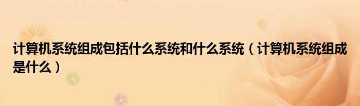 计算机系统组成包括什么系统和什么系统(计算机系统组成是什么)