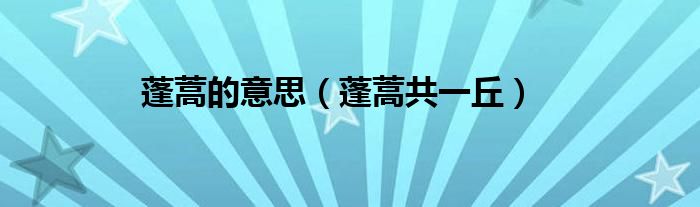 蓬蒿的意思（蓬蒿共一丘）