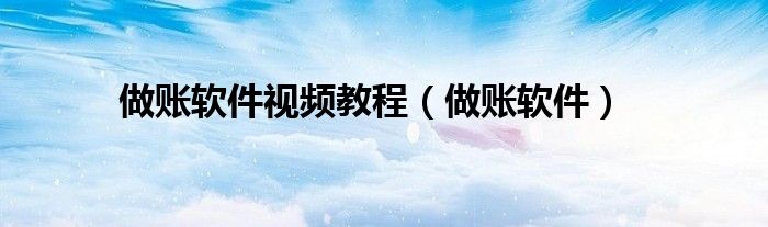 做账软件视频教程(做账软件)