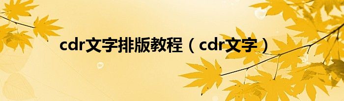 cdr文字排版教程(cdr文字)