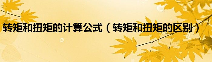 转矩和扭矩的计算公式(转矩和扭矩的区别)