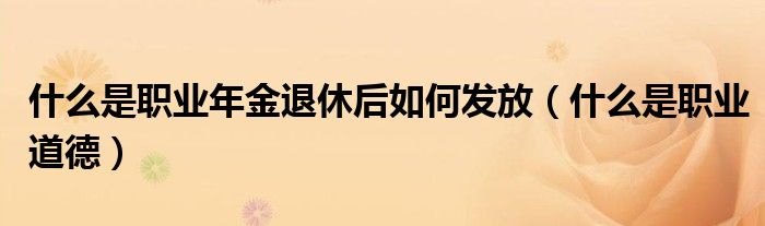 什么是职业年金退休后如何发放(什么是职业道德)