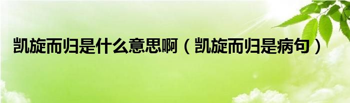 凯旋而归是什么意思啊(凯旋而归是病句)