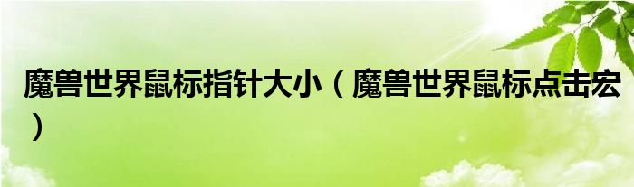 魔兽世界鼠标指针大小(魔兽世界鼠标点击宏)
