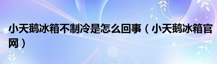 小天鹅冰箱不制冷是怎么回事(小天鹅冰箱官网)